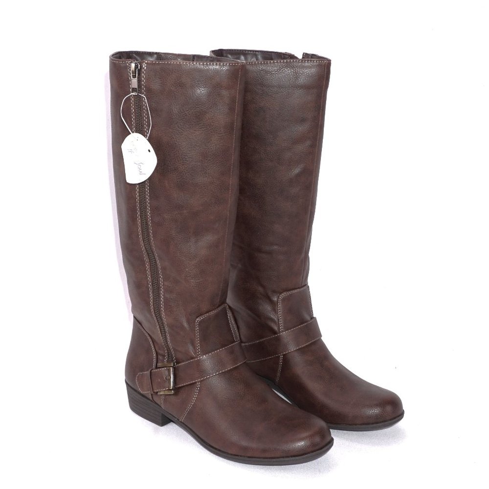 Naturalizer Vicker Bark Brown Zip Up Knee High Riding Boots Brand New in Box NIB
